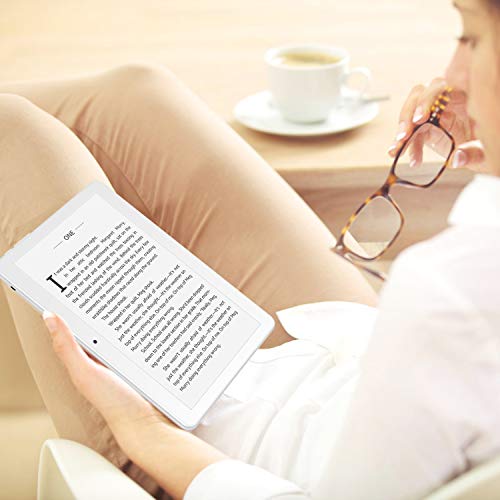 10 inch Android Tablet, Quad Core, Google Tablet PC with SD Card Slot and Dual Cameras,16GB Storage, Dual Band 5GHz/2.4GHz WiFi, 6000mAh, HD Full Touchscreen, Bluetooth, GPS - Silver