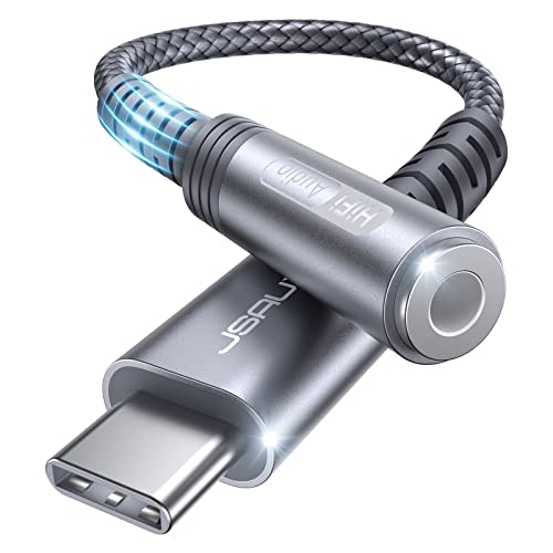 USB Type C to 3.5mm headphone adapter in grey