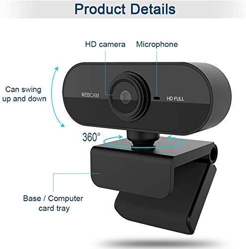 Webcam with Microphone for Desktop, Laptop 1080P HD Live Streaming, Auto Focus, USB Plug and Play, Computer Camera for Laptop/PC/Mac, Online Studying,Video Calling and Conferencing