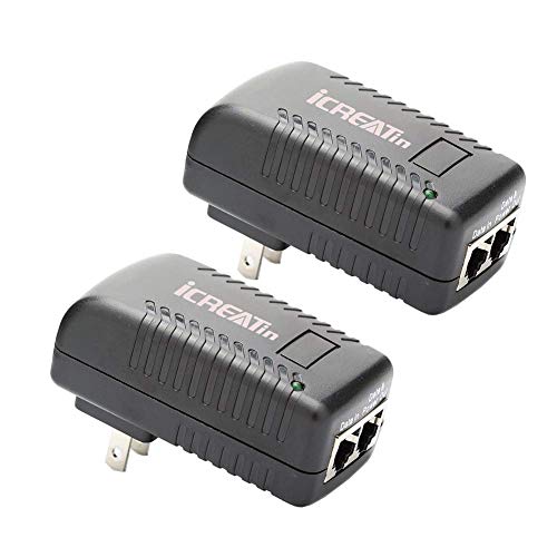 2-Pack Wall PoE Injector Power Over Ethernet Adapter 802.3af 48V 24W 0.5A for Security IP Cameras IP Phones, 10/100Mbps