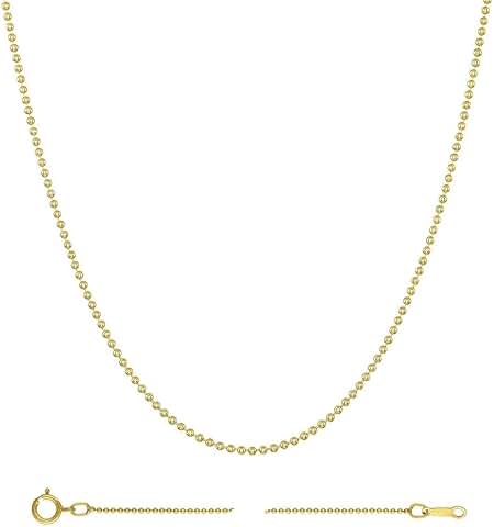 Solid Sterling Silver Beaded Ball Chain Necklace