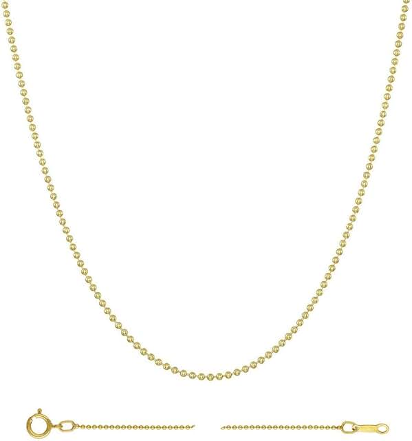 Solid Sterling Silver Beaded Ball Chain Necklace