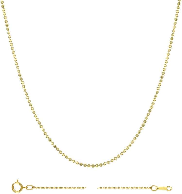 Solid Sterling Silver Beaded Ball Chain Necklace