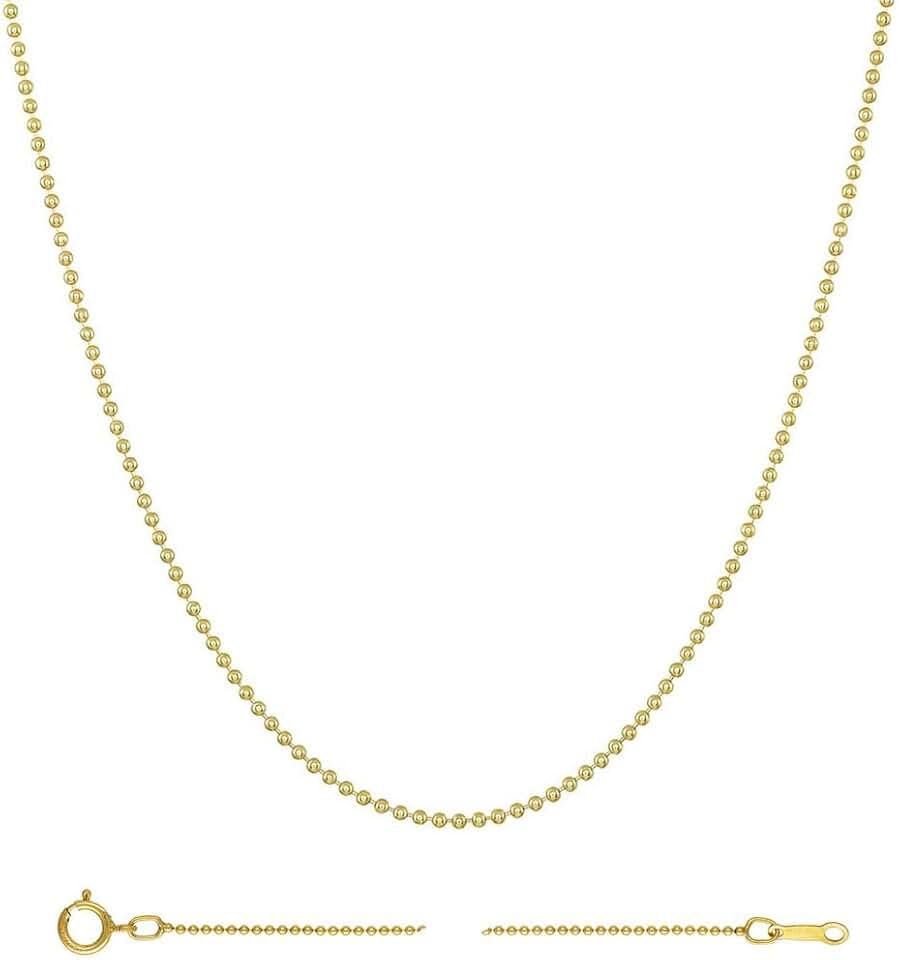 Solid Sterling Silver Beaded Ball Chain Necklace