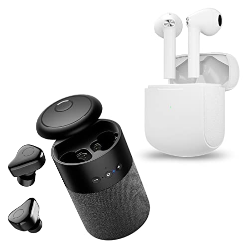 Bluetooth Speaker with Earbuds 2 in 1, Small Speakers Bluetooth Wireless Portable 360 Surround Sound Stereo with Microphone, 12-Hour Long Battery Life for Home, Party, Outdoor, Sport