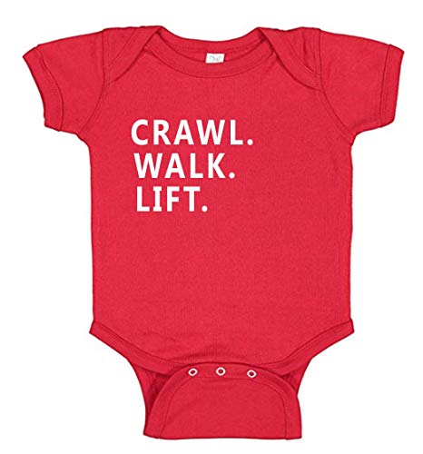 Crawl Walk Lift Baby Clothing Romper for for Future Weight Lifting Babies ( , Red)