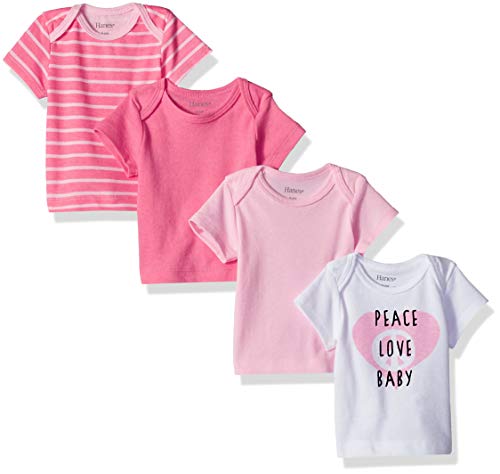 uni  baby Ultimate Flexy 4 Pack Short Sleeve Crew Tees T Shirt Set, Pink/Pink Stripe, 0-6 Months US