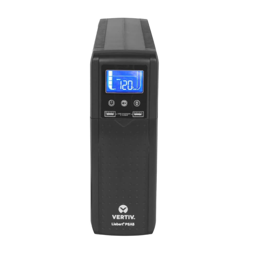 Vertiv PSA5 1500VA 900W line-Interactive UPS with AVR Technology and Battery Backup, 10 outlets and Three-Year, Full Unit Replacement Warranty (PSA5-1500MT120)