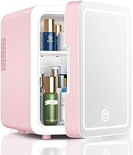 Small Pink Skincare and Food Cooler with Light