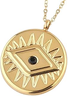 Gold Evil Eye Necklace with Black Beads for Women