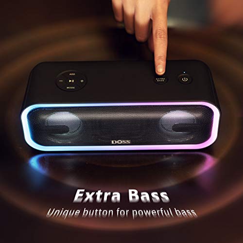 Bluetooth Speaker, SoundBox Pro+ Wireless Speaker with 24W Stereo Sound, Punchy Bass, IPX5 Waterproof, 15Hrs Playtime, Wireless Stereo Pairing, Multi-Colors Lights, Speaker for Home,Outdoor-Black