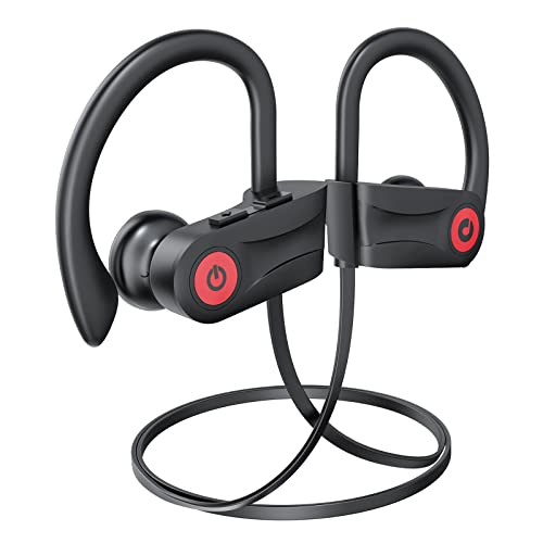 Bluetooth Headphones, Running Wireless Earbuds with 15 Hours Playtime, HD Deep Bass Stereo IPX7 Waterproof Earphones for Workout and Sports, Bluetooth 5.1 CVC 8.0 Sound Isolation Headsets
