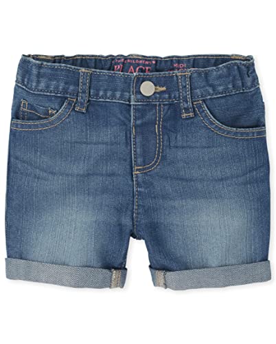 Baby and Toddler Girls Roll Cuff Denim Midi Shorts, Poppie WASH, 18-24 Months
