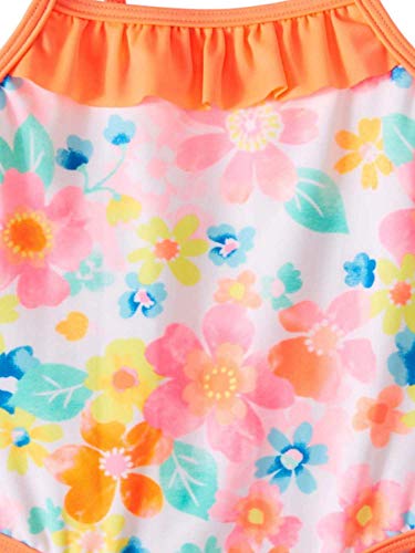 Infant Girls Flash Peach Floral One Piece Swimsuit - 0-3 Months