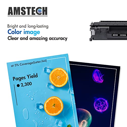 05A CE505A 2 Pack Toner Cartridge CE505D Compatible Replacement for HP CE505A Toner Cartridge for P2035 P2035N P2055DN 2055DN 2035N P2030 P2050 P2055D P2055X Printer Black