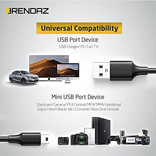'- Mini USB to Mini B Data Cable - Extra Long 15ft. Mini B Cable with Ultimate Data Sync & Charging Quality Compatible with PS3, Dash Cam, Digital Cameras, PDA, Scanners, etc. (15-Feet)