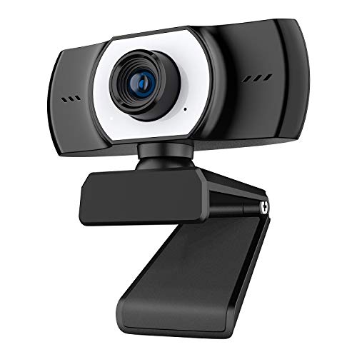 1080P Webcam with Microphone, Streaming USB 30fps HD Webcam Video Calling, Clear Stereo Audio, 90 Wide Angle Lens & Rotatable Base for Zoom/Skype/YouTube, Laptop MAC PC Desktop