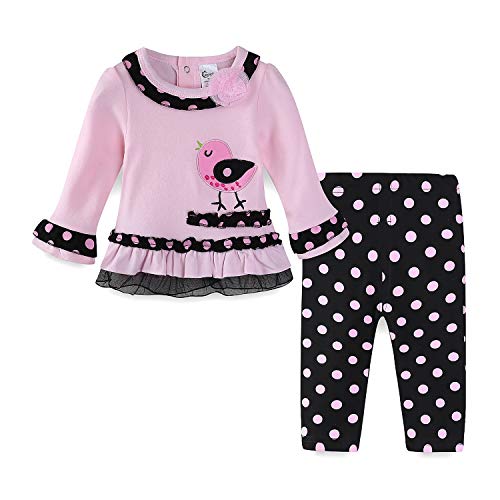 Cute Baby Girl Outfits Pink Bird Shirts and Pants Sets 18 Months