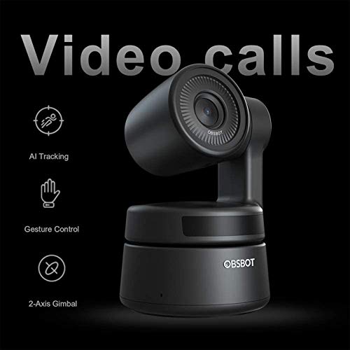 Tiny PTZ Webcam HDR .8" Sensor Auto-Focus Dual Microphone AI-Tracking auto-framing Gesture Control for Teaching Live Streaming Video Meeting (1080P)