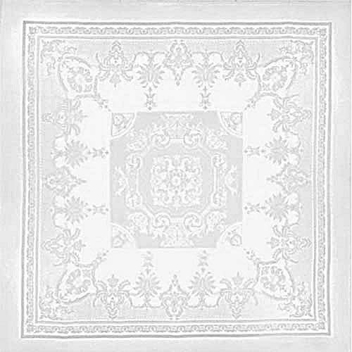 Thiebaut, Beauregard Blanc White) Tablecloth, 75" x 122", 100% two-ply twisted cotton, Made in France