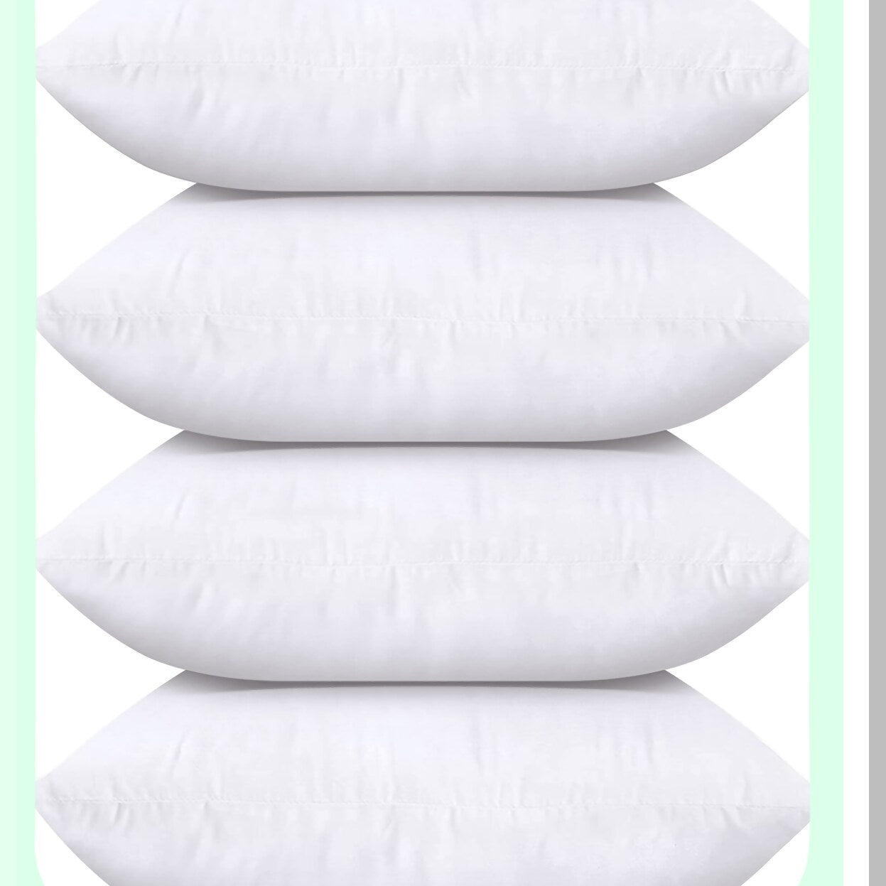 White Bliss Decorative Pillow Set - 18x18 Inch Sofa & Bed Pillows (Pack of 4) - Couch Throw Pillow Stuffers - Home Decor Accent Pillows