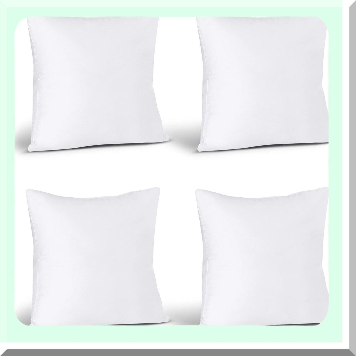 White Bliss Decorative Pillow Set - 18x18 Inch Sofa & Bed Pillows (Pack of 4) - Couch Throw Pillow Stuffers - Home Decor Accent Pillows