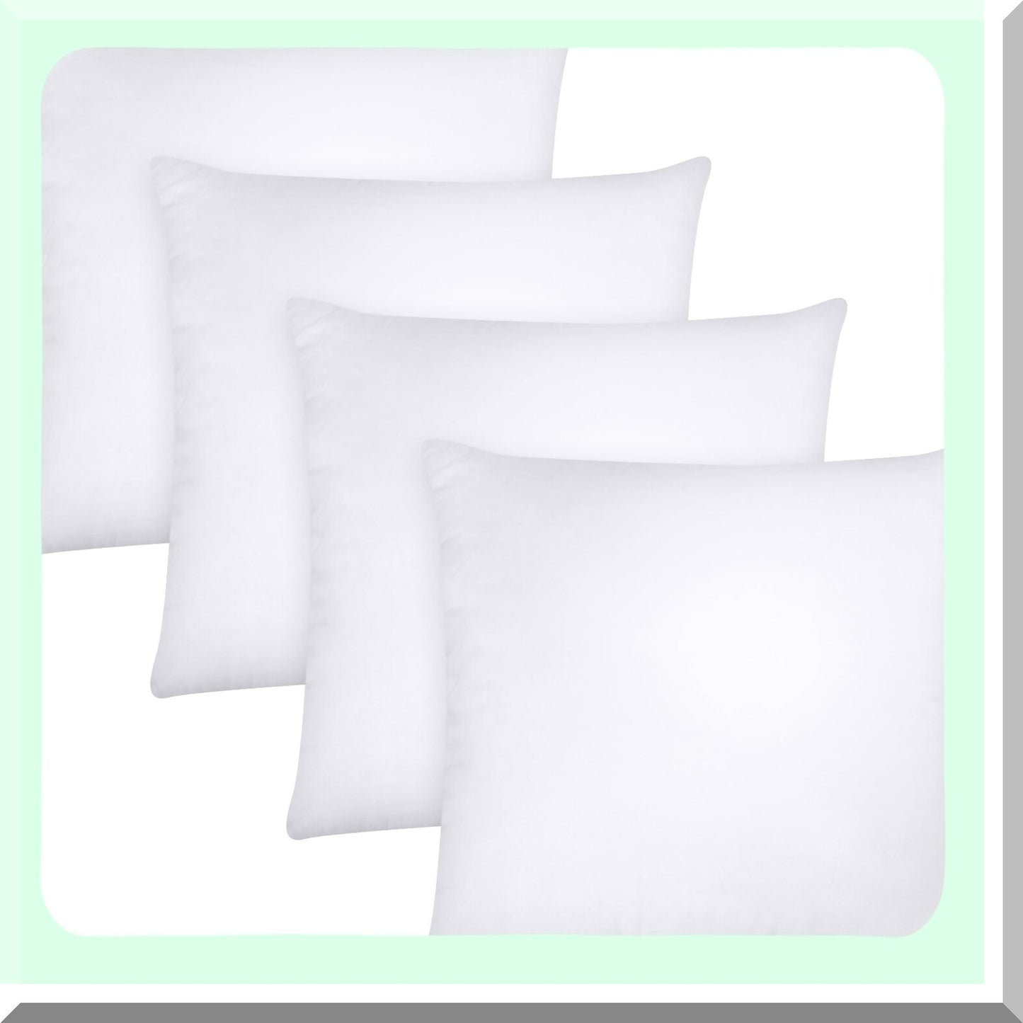 White Bliss Decorative Pillow Set - 18x18 Inch Sofa & Bed Pillows (Pack of 4) - Couch Throw Pillow Stuffers - Home Decor Accent Pillows