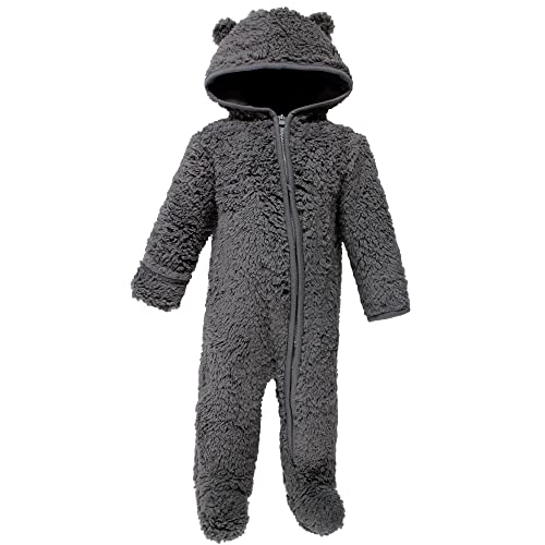 Unisex  Fleece Sleep and Play Charcoal, 0-3 Months