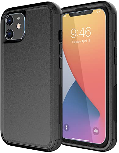 for iPhone 11 Case [Shockproof] [Dropproof] [Tempered Glass Screen Protector + Camera Lens Protector],Heavy Duty Protection Phone Case Cover for Apple iPhone 11 (Black)