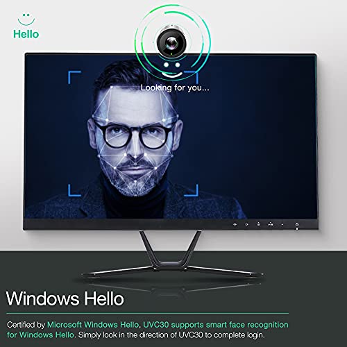 UVC30 Teams Webcam 4k Web Camera 120 Degree View Desktop Webcam with Microphone 1080P HD Video Streaming Webcam with Windows Hello for Gaming and Recording (USB-A&C)