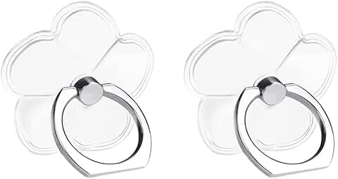 Clear four-leaf clover phone ring stand with 360° rotation
