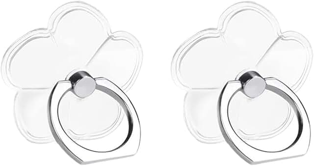 Clear four-leaf clover phone ring stand with 360° rotation