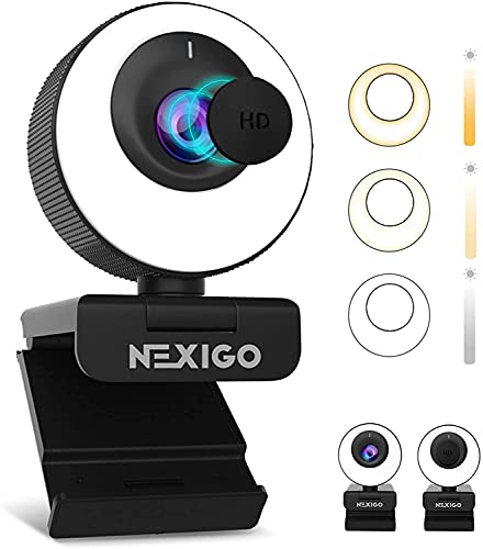 N620E 60FPS AutoFocus ePTZ Webcam, 2X Digital Zoom, Ring Light & Privacy Cover, [Software Included], 1080P FHD Streaming Web Camera, Dual Stereo Mics, for Zoom Skype Teams