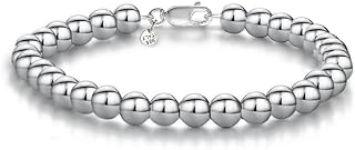 Sterling Silver Handmade Bead Ball Chain Bracelet for Women