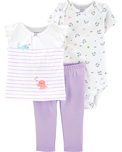 Baby Girls' 3 Piece Set (Purple/Jellyfish, New Born)
