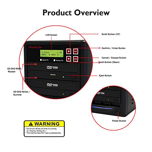 1 to 1 24X Burner M-Disc Support CD DVD Duplicator - Standalone Copier Duplication Tower PIO-S1T-DVD-BK
