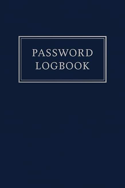 Navy Blue Password Logbook for Secure Login Organization
