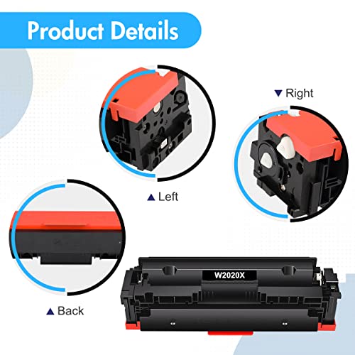(with Chip) 414A 414X M479fdw Toner Cartridge Compatible Replacement for HP 414X 414A W2020X Color Laserjet Pro MFP M479fdw M454dw M479fdn M454dn Printer (Black Cyan Magenta Yellow, 4-Pack)