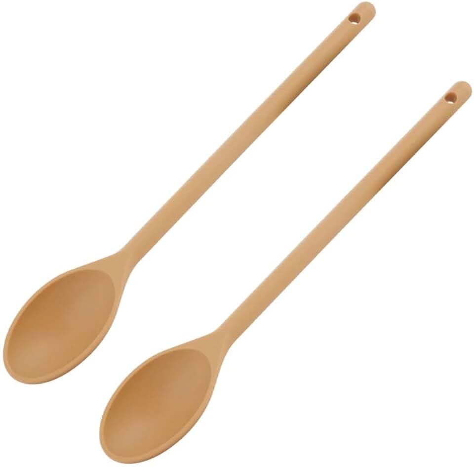 12-Inch High Heat Nylon Cooking Spoons, Tan, Set of 2