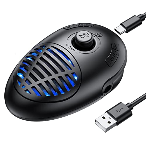 Conference USB Microphone with Speaker for PC Computer & Laptop, 360 Omnidirectional Condenser Mic, Speakerphone for Windows/Mac OS X System Video Calls, Zoom, Online Class, Black