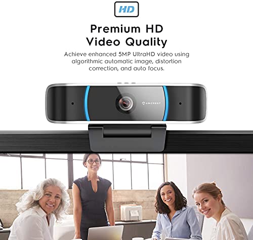 5-Megapixel Webcam with Microphone, Web Cam USB Camera, Computer HD Streaming Webcam for PC Desktop & Laptop w/Mic, Wide Angle Lens & Large Sensor for Superior Low Light (AWC5100)