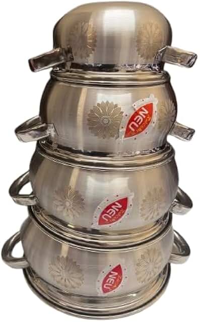 4-Piece Stainless Steel Haandi Set with Lids
