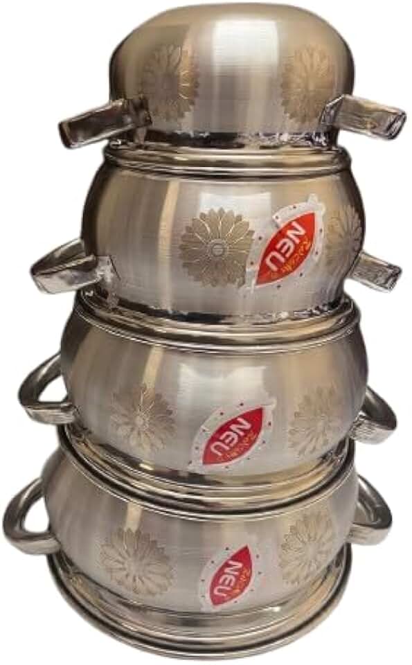 4-Piece Stainless Steel Haandi Set with Lids
