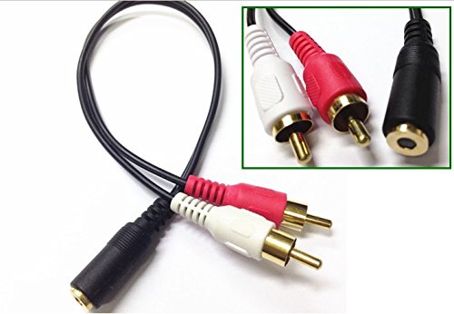 0.2m Gold 3.5mm Female Stereo Jack to 2 RCA Plug AUX Auxiliary Headphone Adapter Audio Y Cable(Black)(2-Pack)
