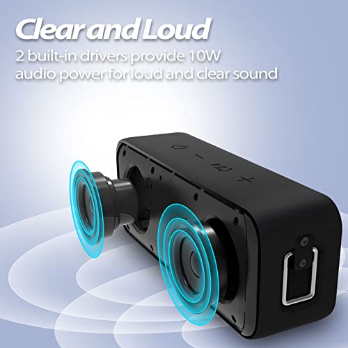 Bluetooth Speaker, Portable Bluetooth Speakers Wireless, IPX7 Waterproof Shower Speaker, 10W Loud Stereo Sound, 12H Playtime TWS Dual Pairing for Home Outdoors