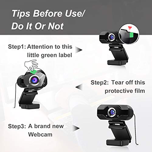 Webcam, USB Webcam with Microphone, 1080P HD Video Webcam, Streaming Computer Web Camera with 120 Vertically Rotation and 90 Wide View Angle, USB Computer Webcam for PC Laptop Desktop Video Calling
