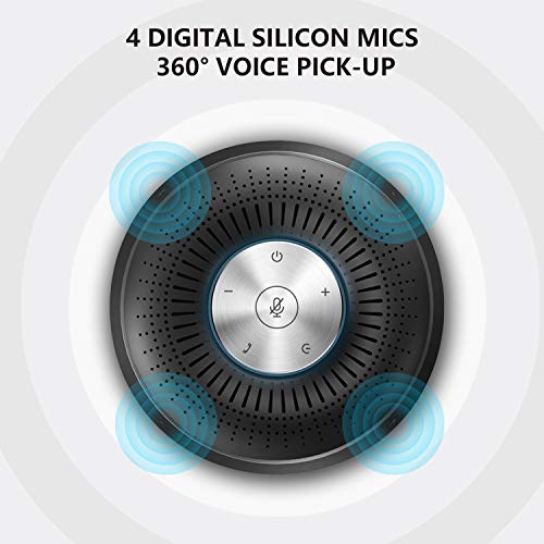 Conference Speaker with 4 Microphones Array, 360 Voice Pickup, Bluetooth&USB Portable Conference Speakerphone for Smartphones, Laptops and Desktops