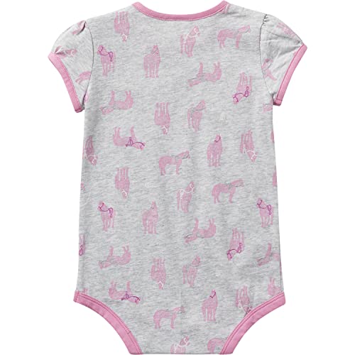 Baby Girls' Short-Sleeve Horse Print Bodysuit, Grey Heather, 18 Months