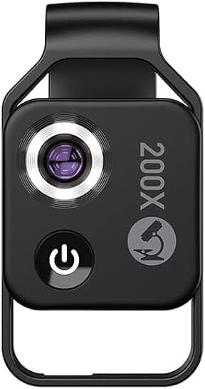 200X Magnification Microscope Lens with LED Light for Smartphones