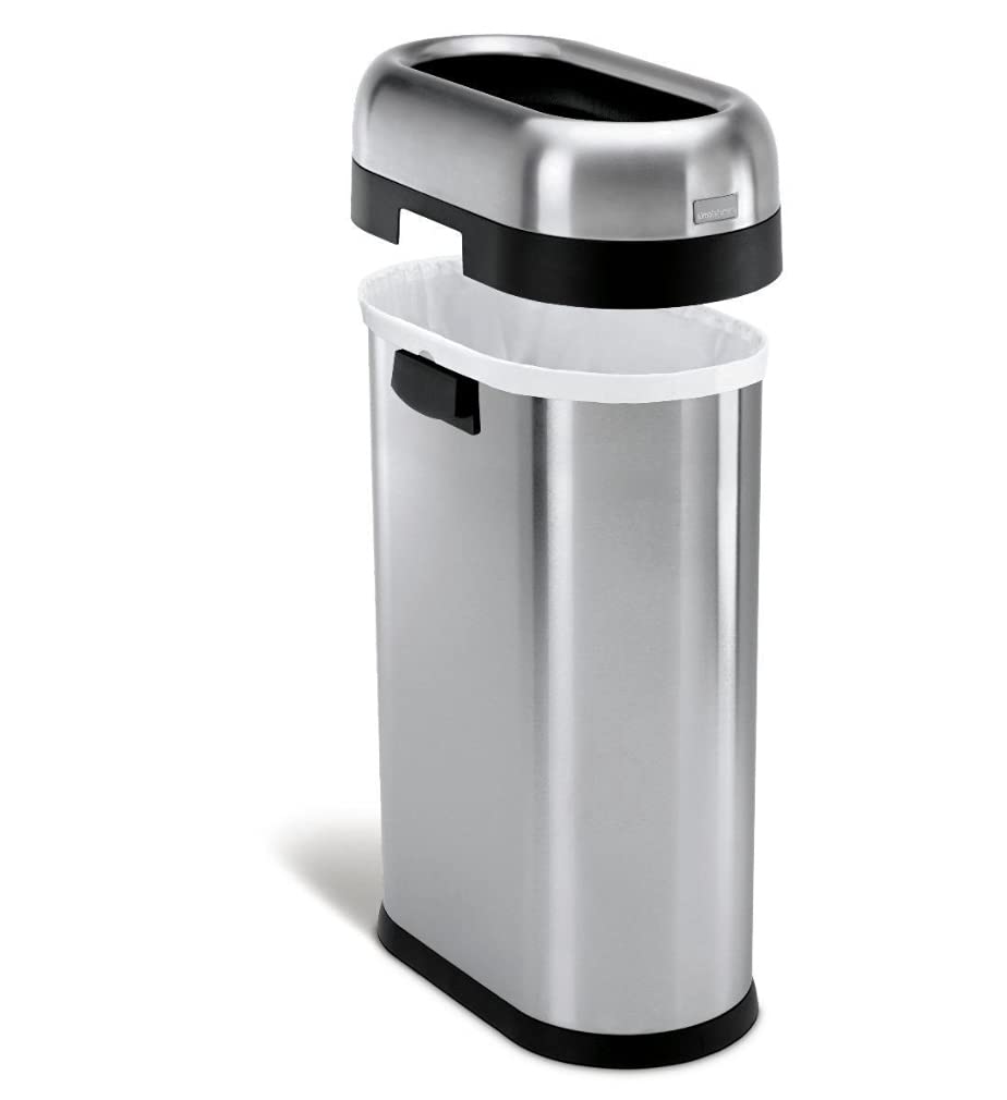 50 Liter  13.2 lon Slim Open Top Trash Can, Commercial Grade Heavy Gauge Brushed Stainless Steel